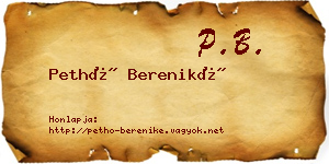 Pethő Bereniké névjegykártya